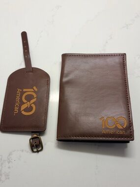 Brown Leather Passport Holder & Luggage Tag Set